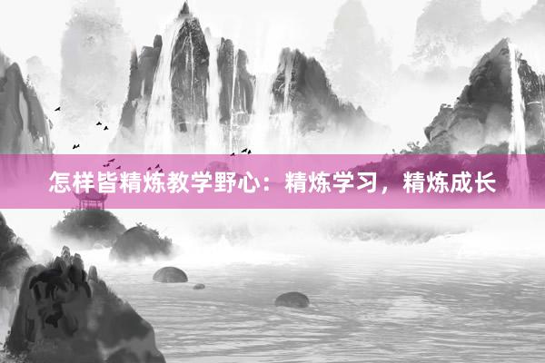 怎样皆精炼教学野心：精炼学习，精炼成长